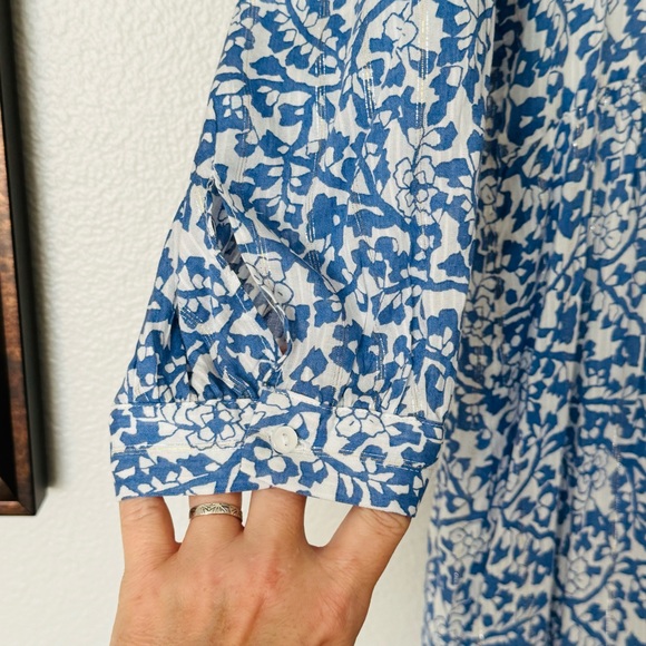 Maison 123 Calypso Blue / Silver Floral Shift Dress Size Medium / 6 - Picture 9 of 16